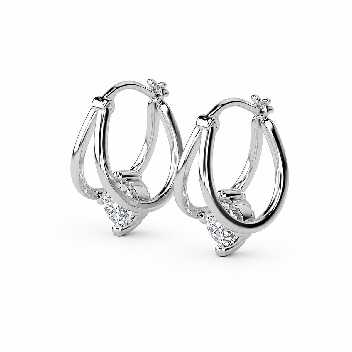 Round Diamond Hoop Earrings