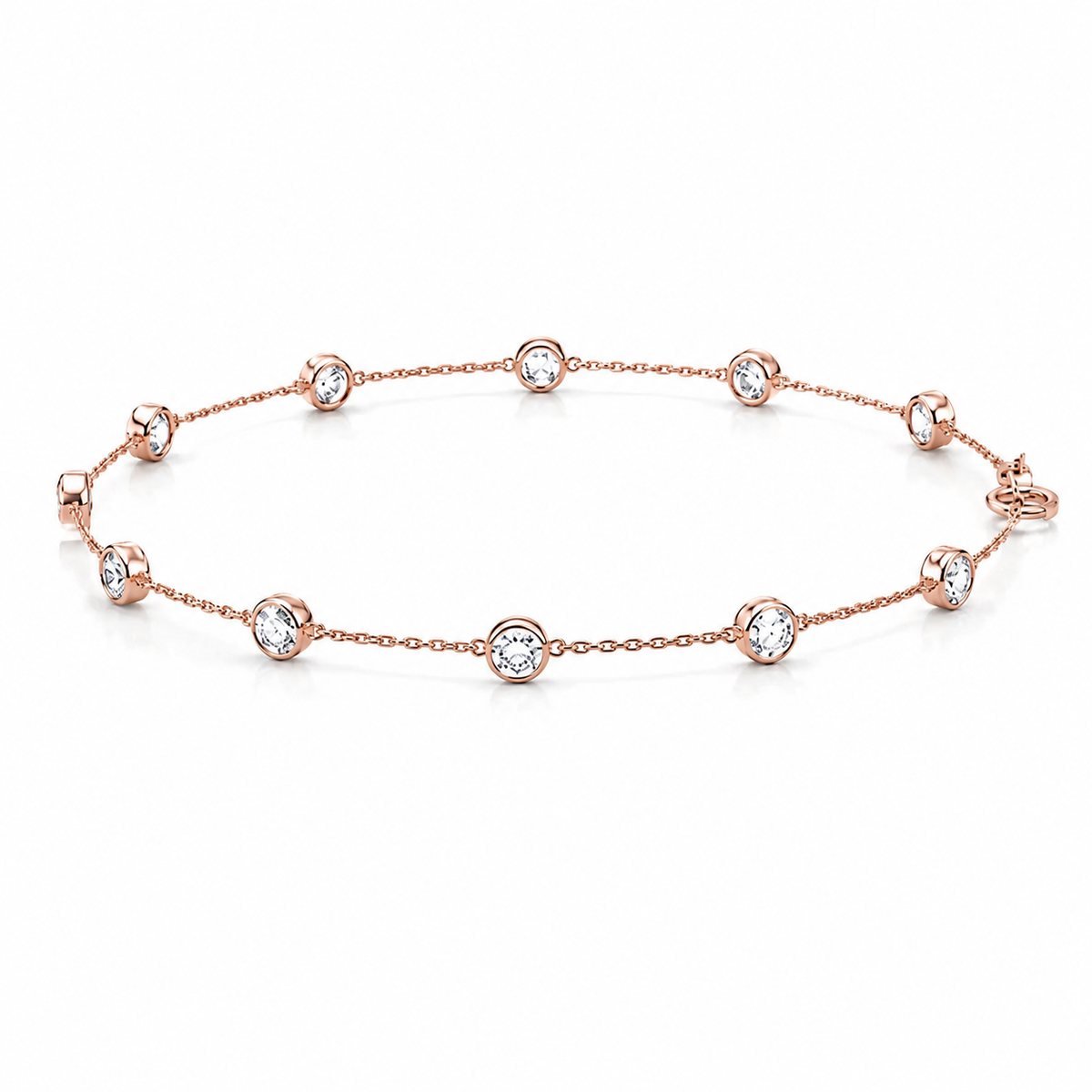 Round Diamond Bezel Station Bracelet