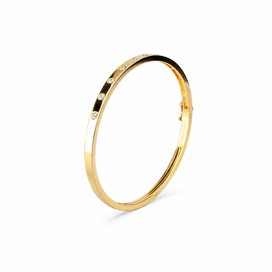 Flush Set Lab Diamond Openable Bangle Bracelet