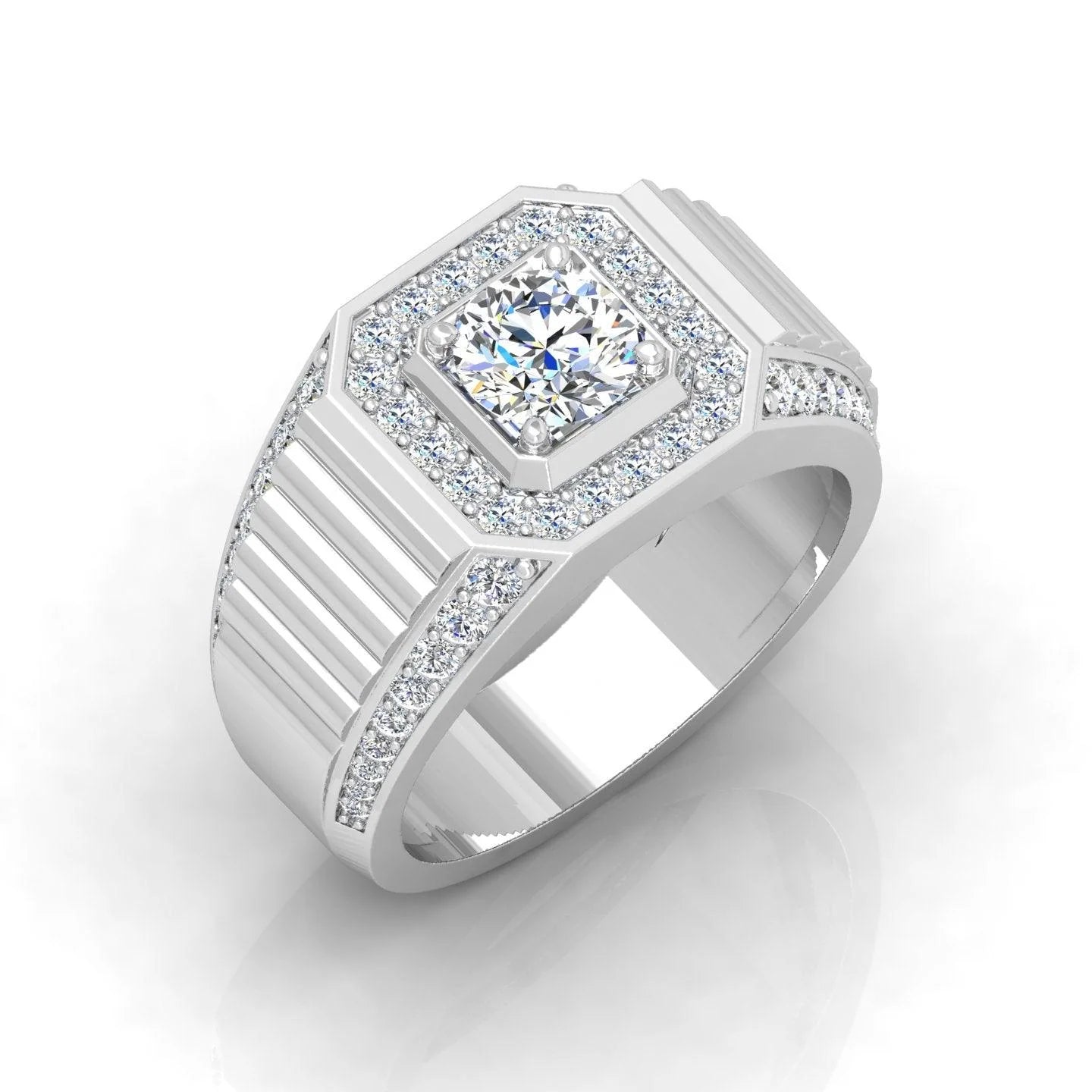 1.50Ct Round Diamond Mens Solitaire Hip Hop Ring