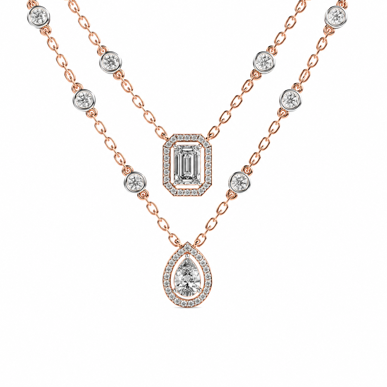Elegant Dual-Layer Diamond Pendant