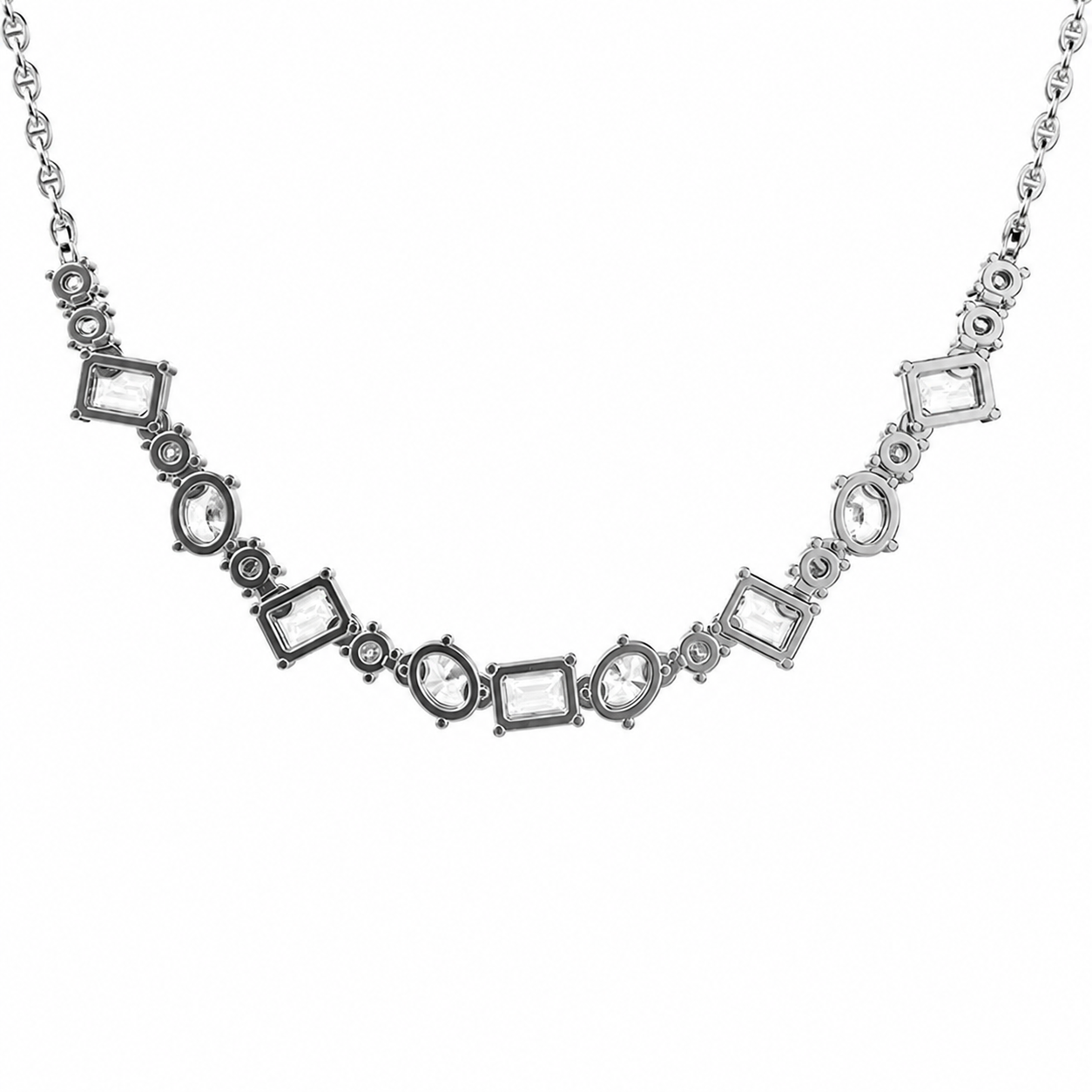 Clustered Baguette Diamond String Necklace