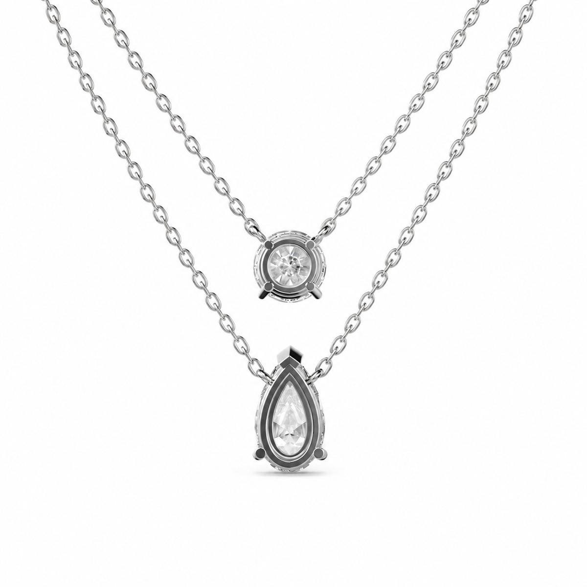 Elegant Double Chain Diamond Pendant