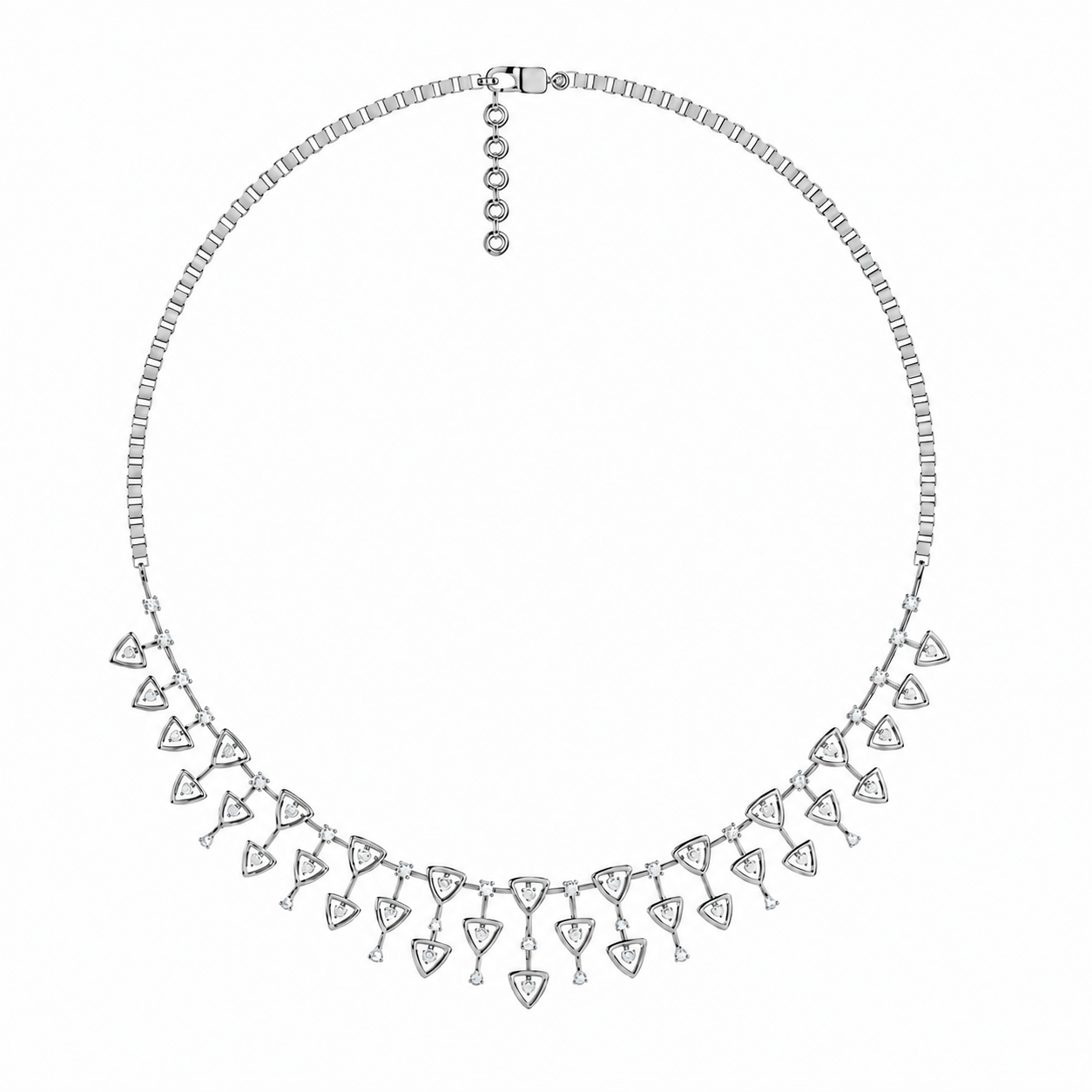 Aurora Triangle Diamond Cascade Necklace