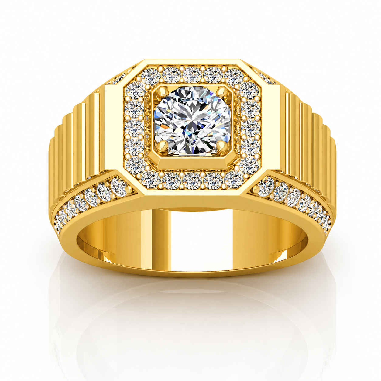 1.50Ct Round Diamond Mens Solitaire Hip Hop Ring