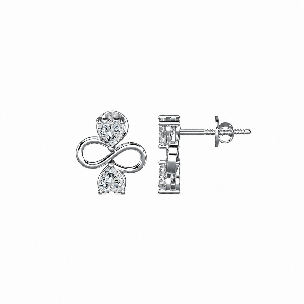 Heart Shape Diamond Infinity Studs