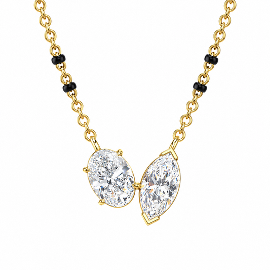 Oval and Marquise Shape Diamond Toi Et Moi Necklace