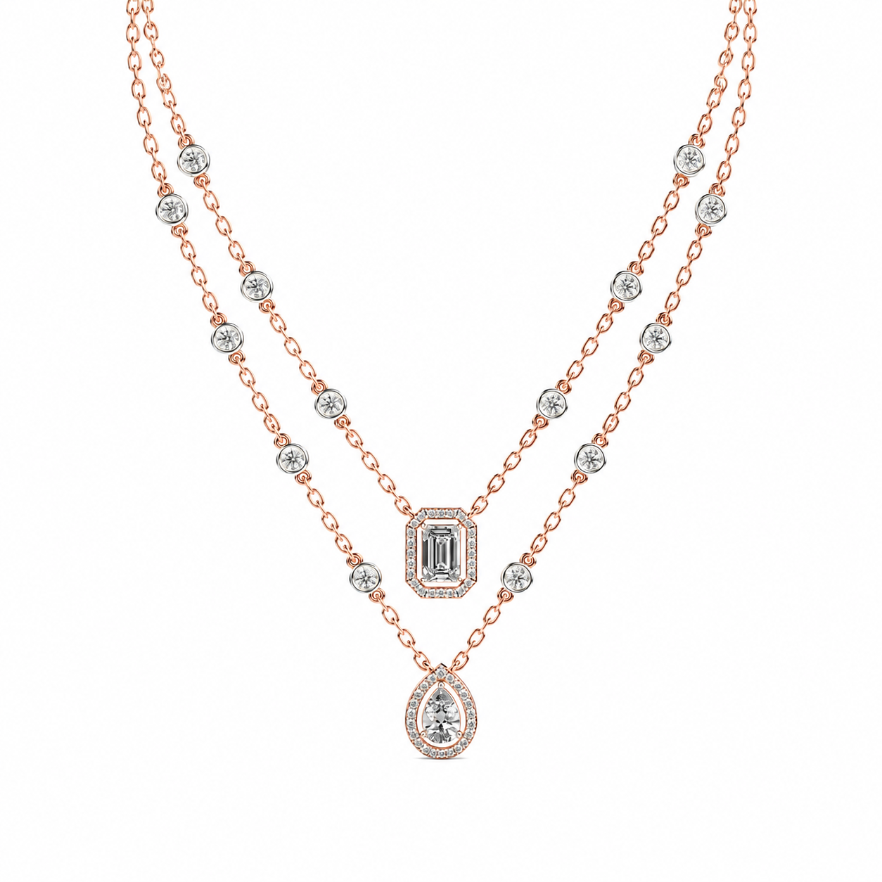 Elegant Dual-Layer Diamond Pendant