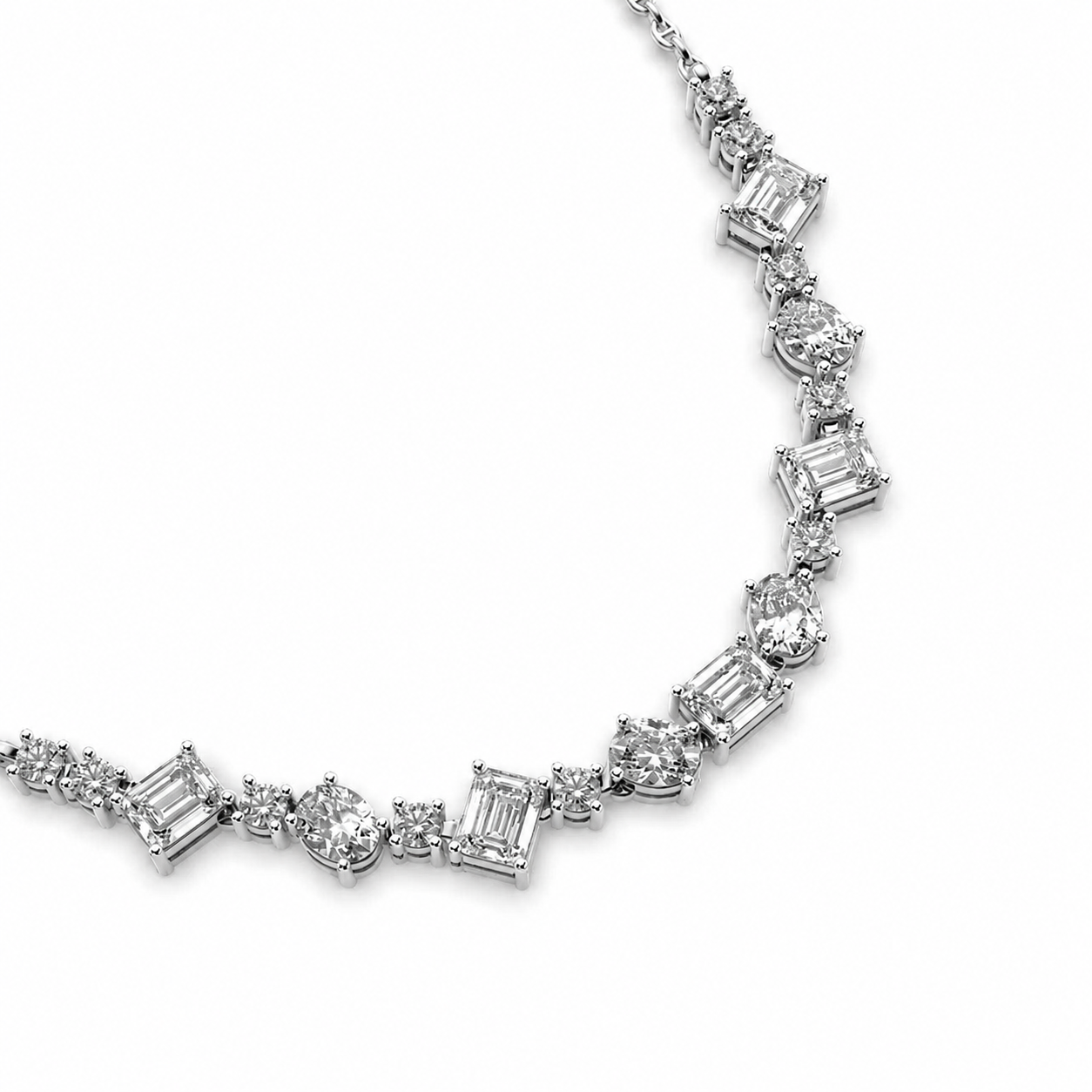 Clustered Baguette Diamond String Necklace