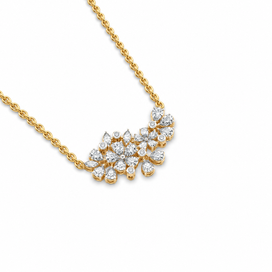Wild Bloom Diamond Cluster Necklace (With Chain)