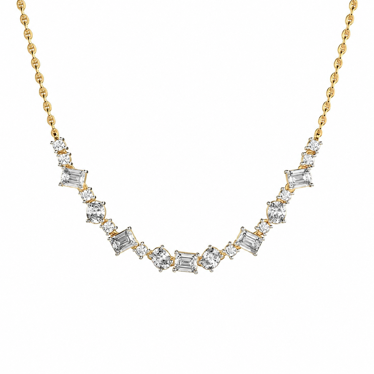 Clustered Baguette Diamond String Necklace