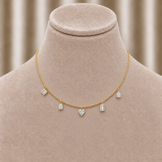 Five Shape Charm Diamond Necklace