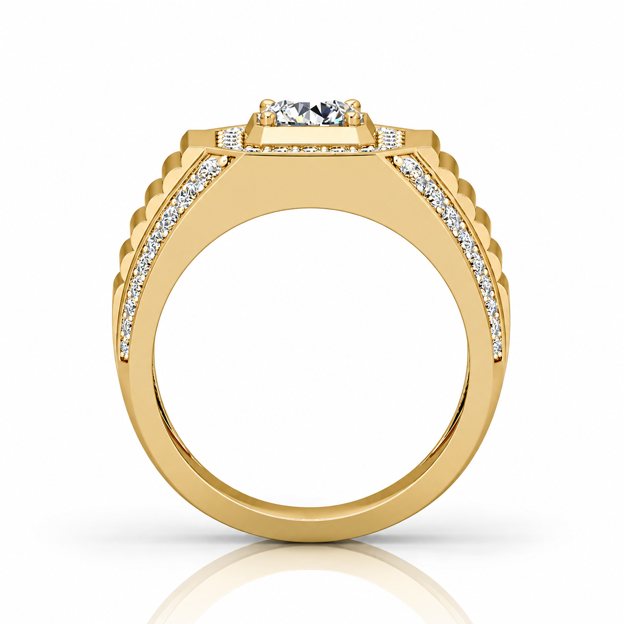1.50Ct Round Diamond Mens Solitaire Hip Hop Ring