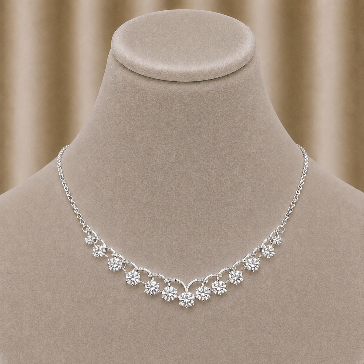Floral Cascade Diamond V Necklace (With Chain)