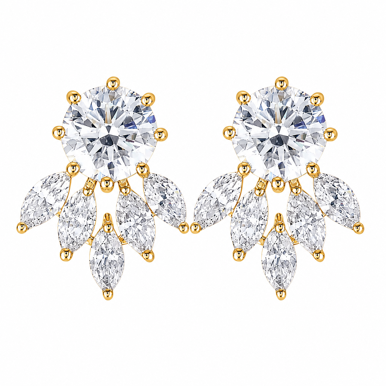 Flower Diamond Stud Earrings