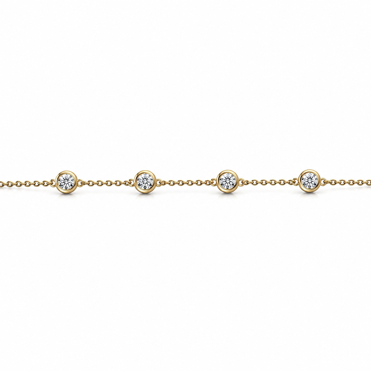 Round Diamond Bezel Station Bracelet