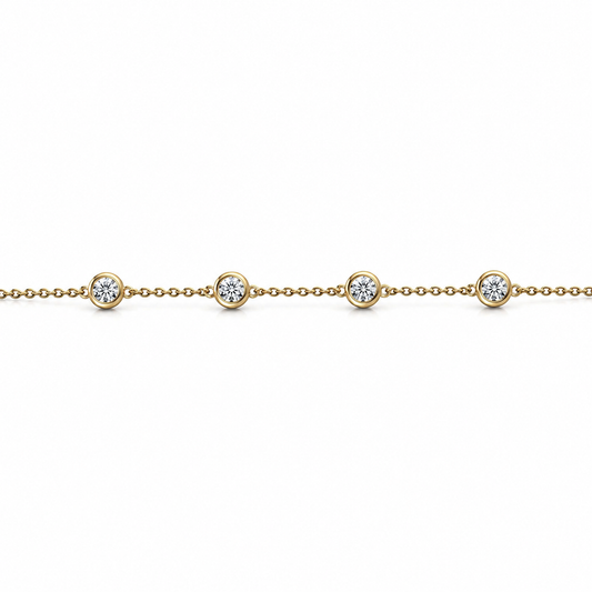 Round Diamond Bezel Station Bracelet