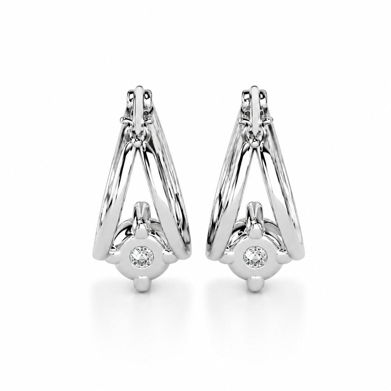 Round Diamond Hoop Earrings