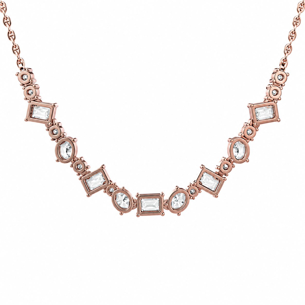 Clustered Baguette Diamond String Necklace