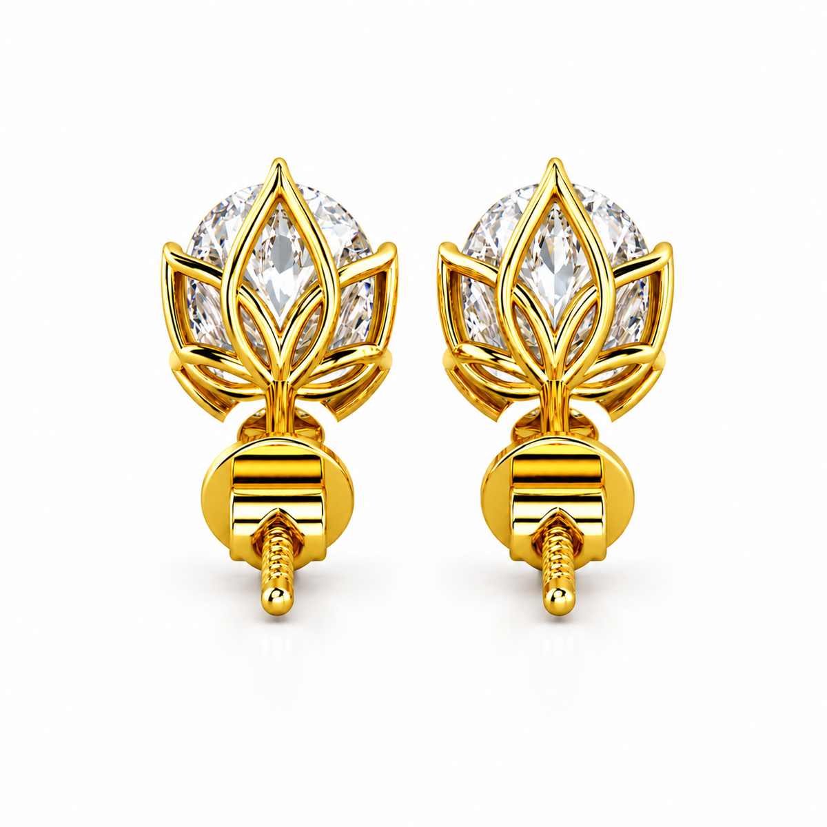 Lotus Radiance with Oval Solitaire Stud