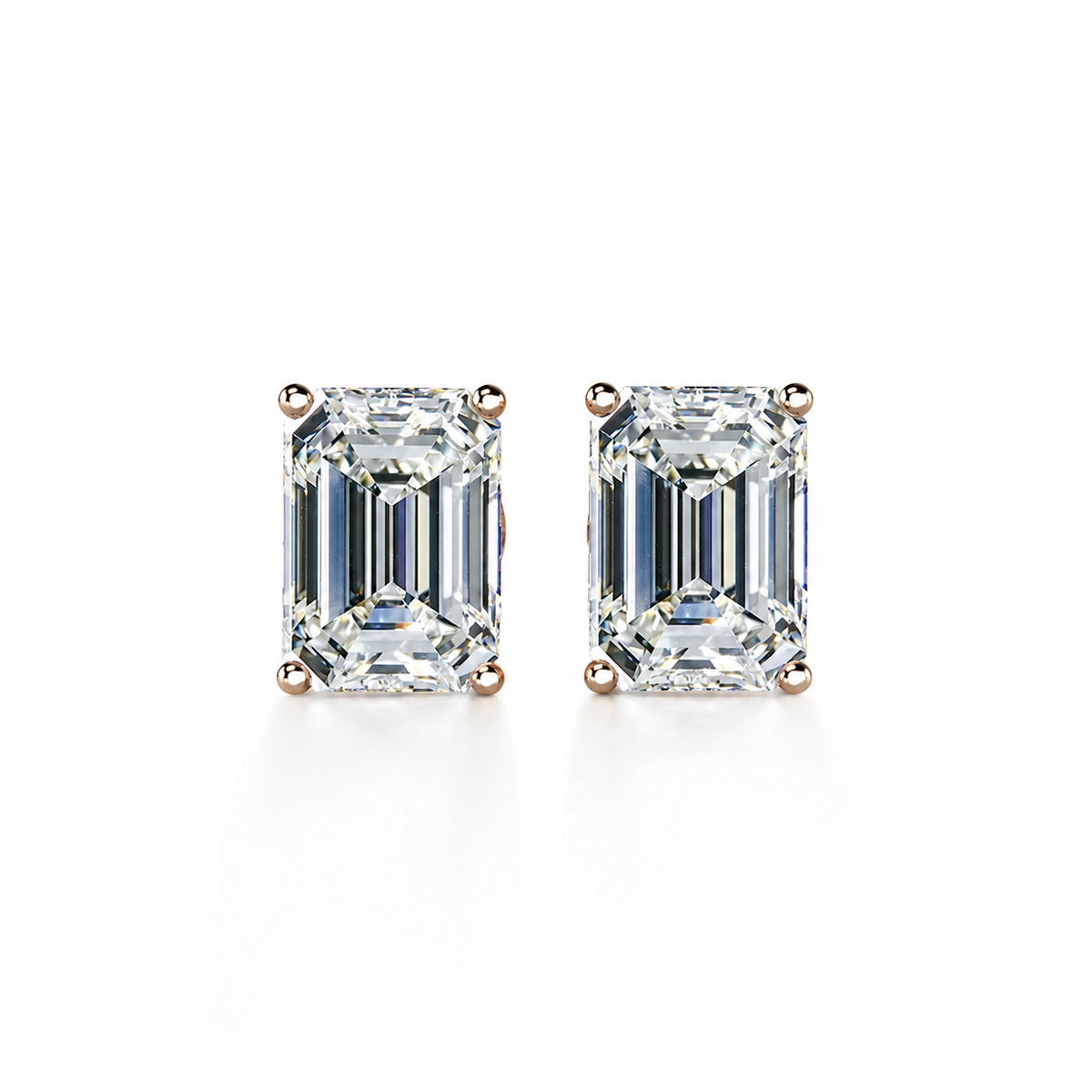 Emerald Solitaire Hidden Halo Earring