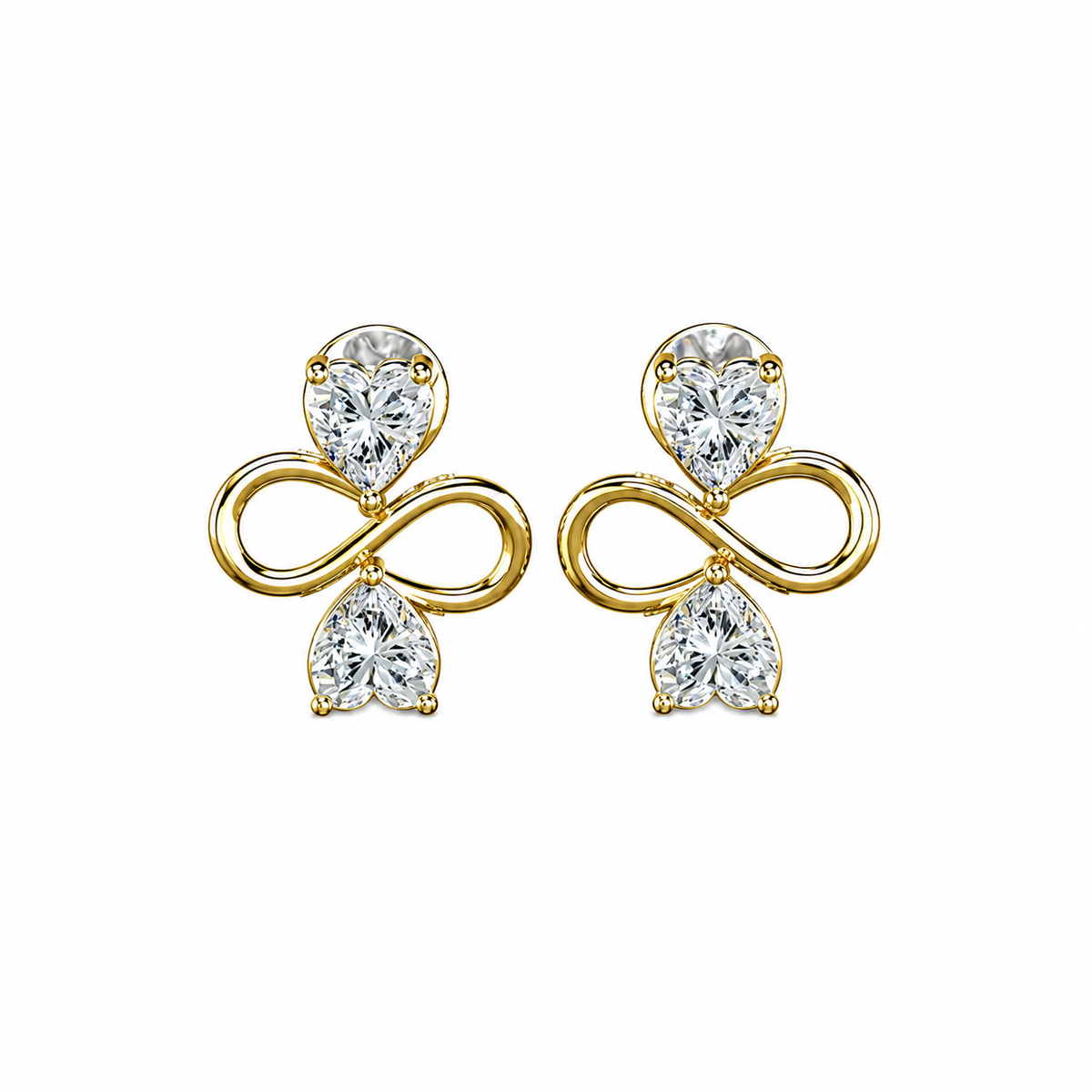 Heart Shape Diamond Infinity Studs