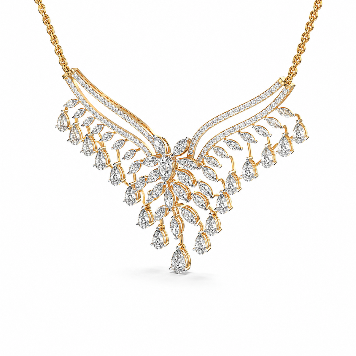 Glam of the Queen Diamond Cluster Pendant with Chain