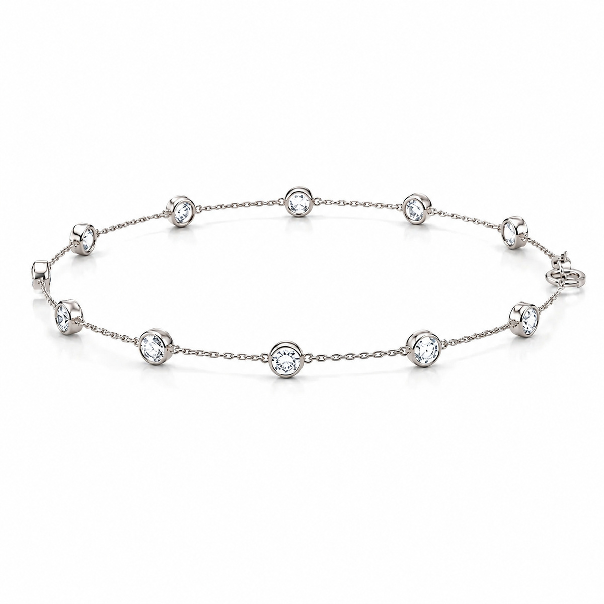 Round Diamond Bezel Station Bracelet