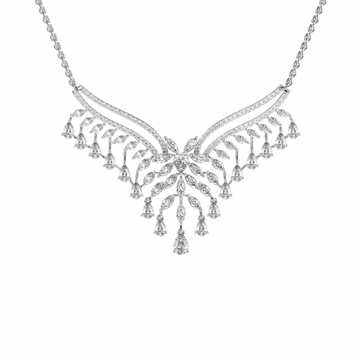 Glam of the Queen Diamond Cluster Pendant with Chain