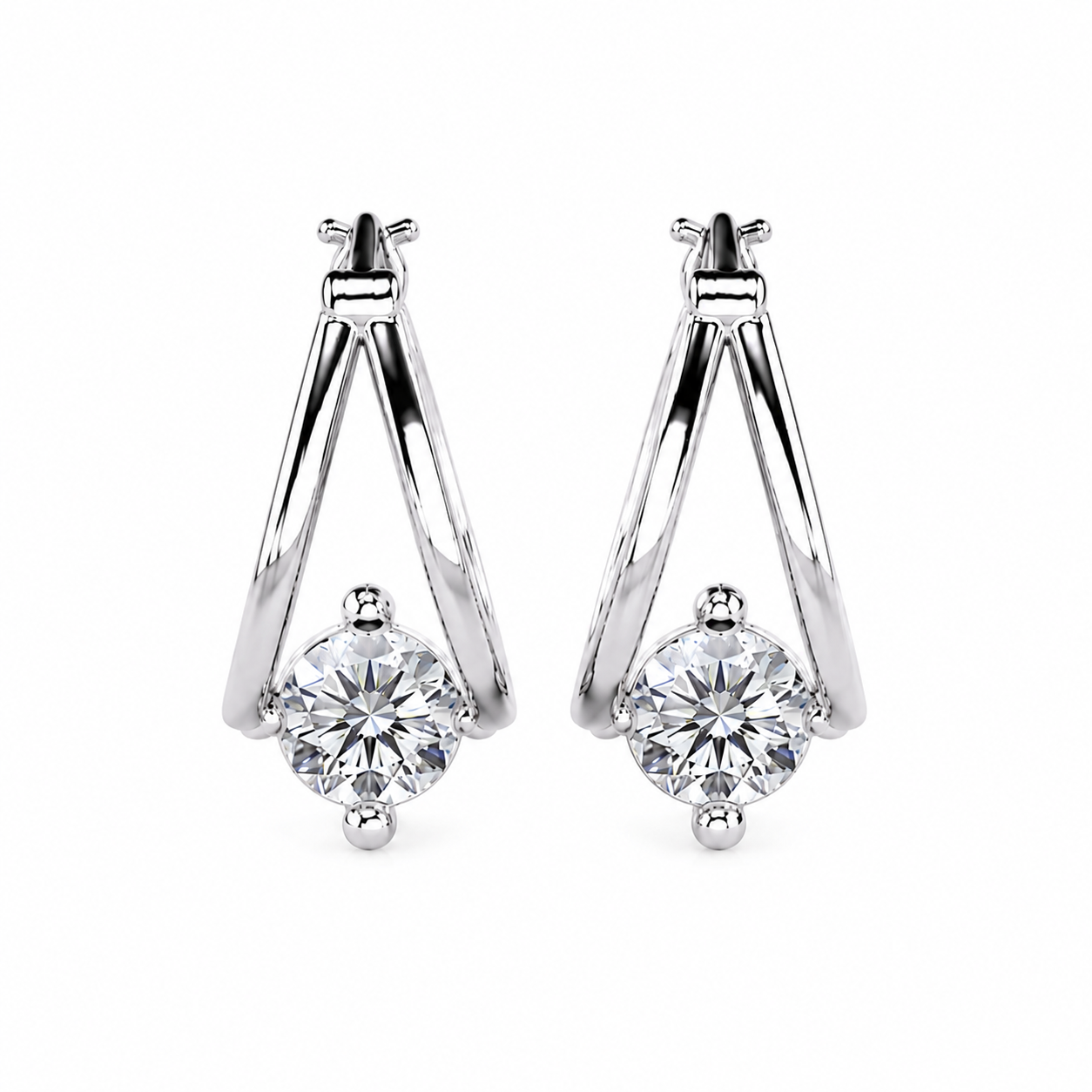 Round Diamond Hoop Earrings