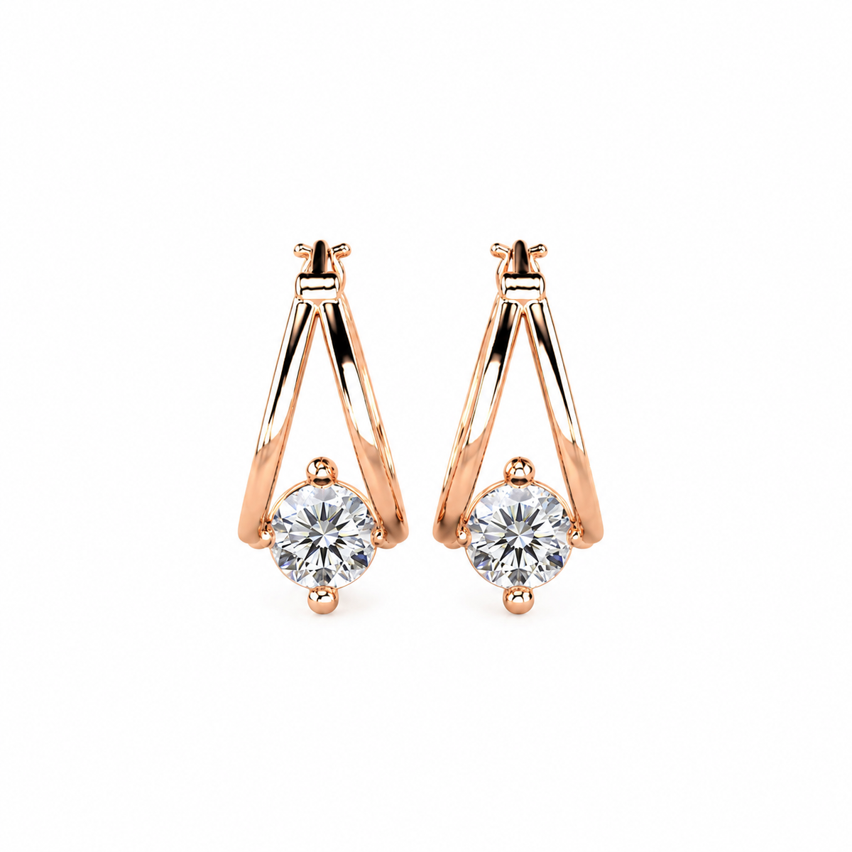 Round Diamond Hoop Earrings