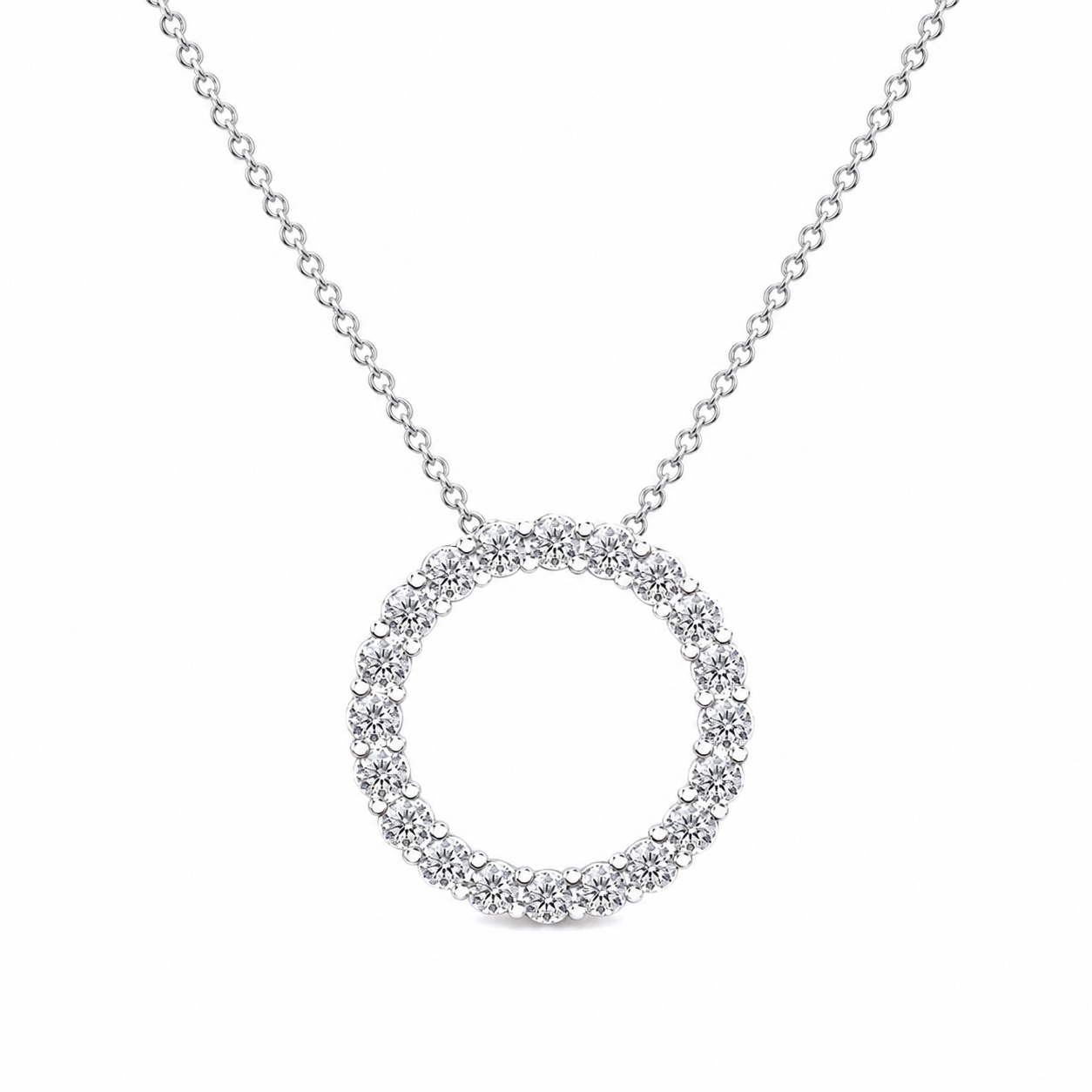 Diamond Open Circle Pendant Necklace