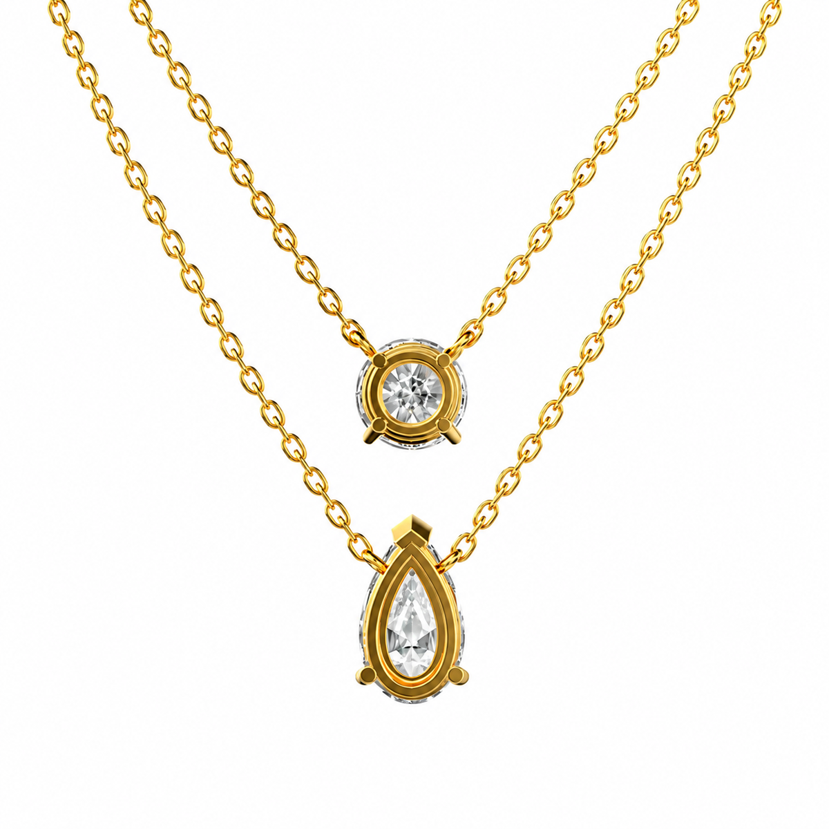 Elegant Double Chain Diamond Pendant