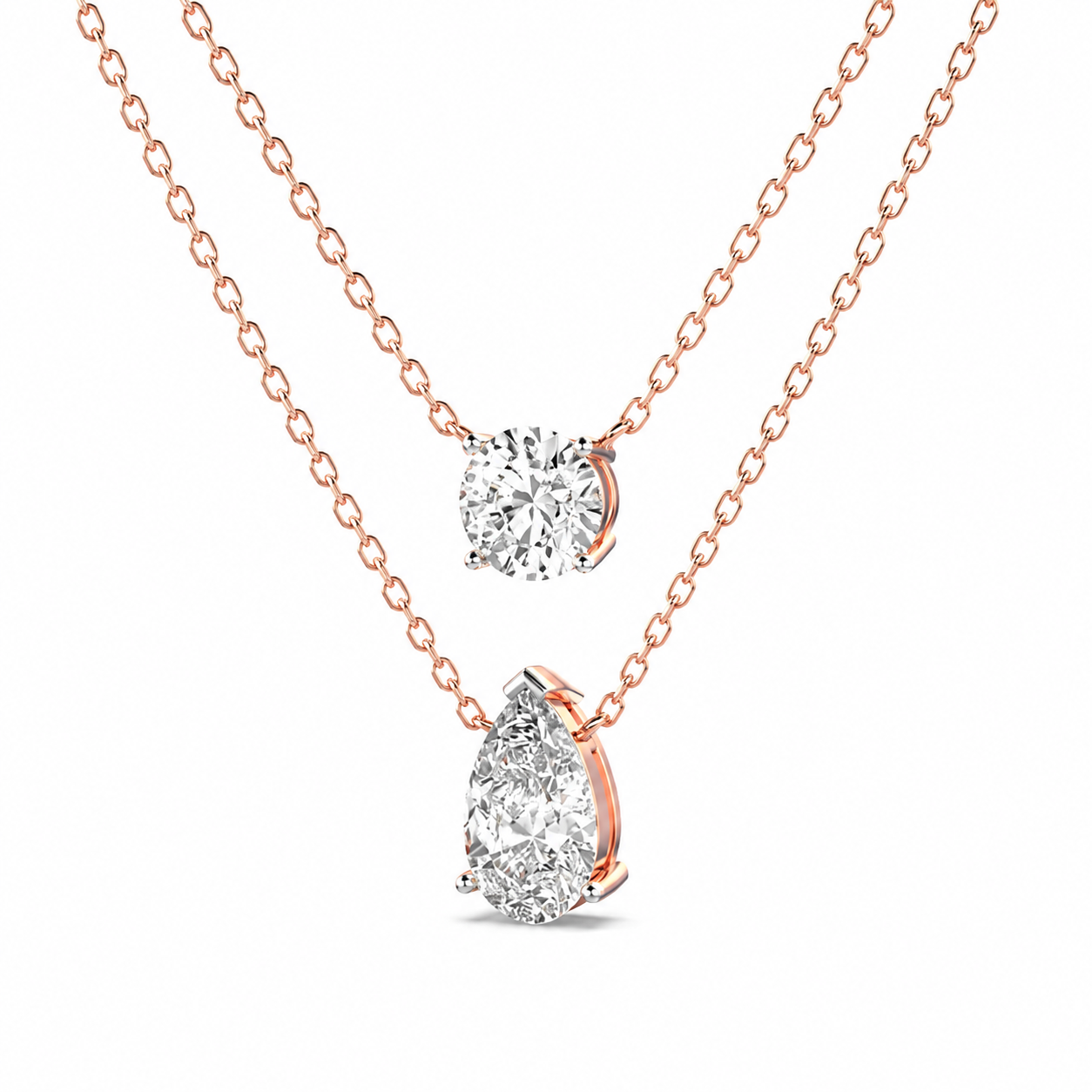 Elegant Double Chain Diamond Pendant
