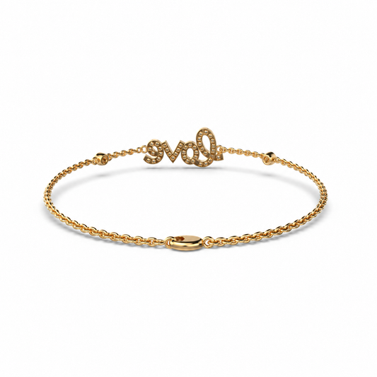 Dear Love Chain Bracelet with Diamonds