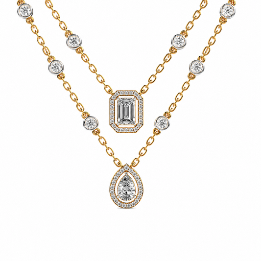 Elegant Dual-Layer Diamond Pendant