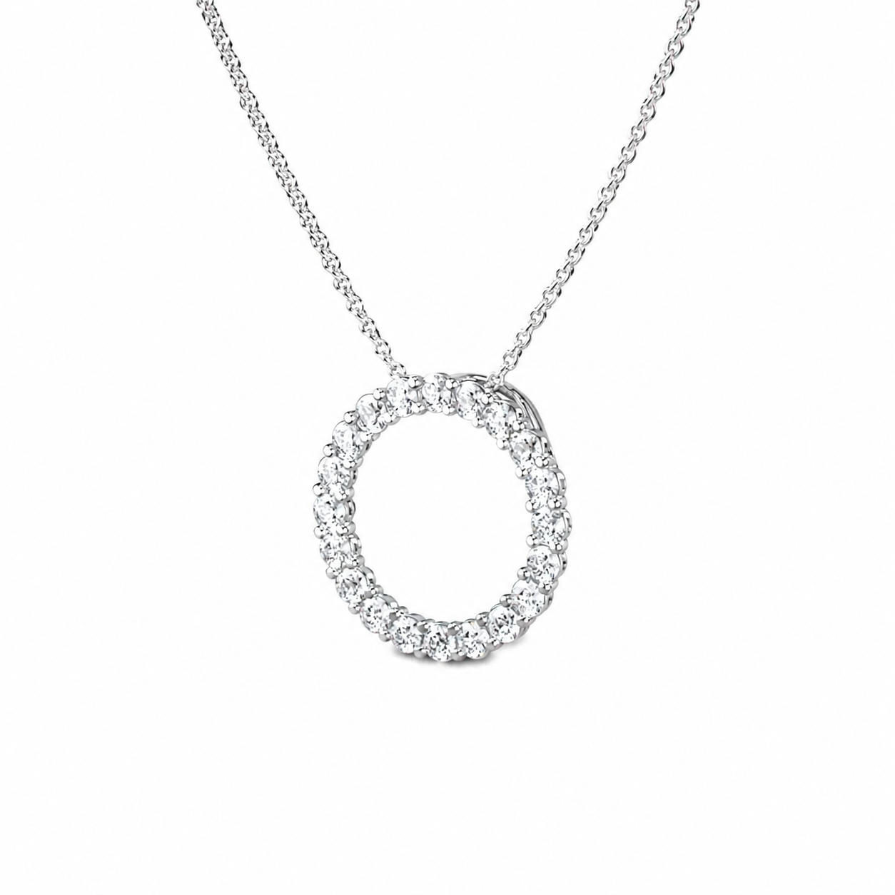 Diamond Open Circle Pendant Necklace