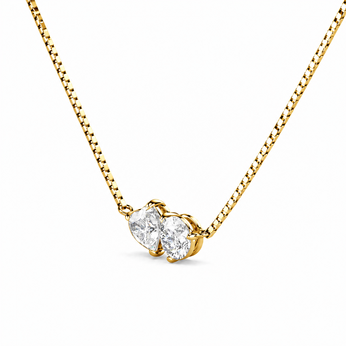 Toi Et Moi Heart and Round Necklace