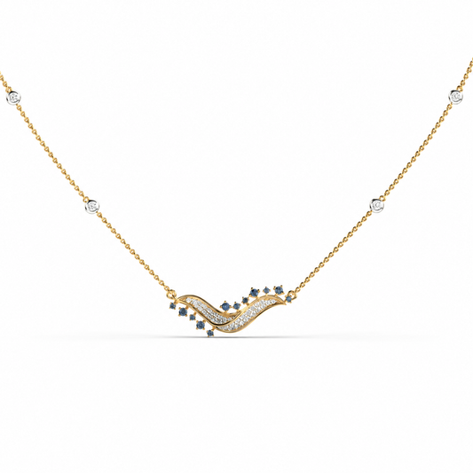 Blue Stone Wave Diamond Necklace