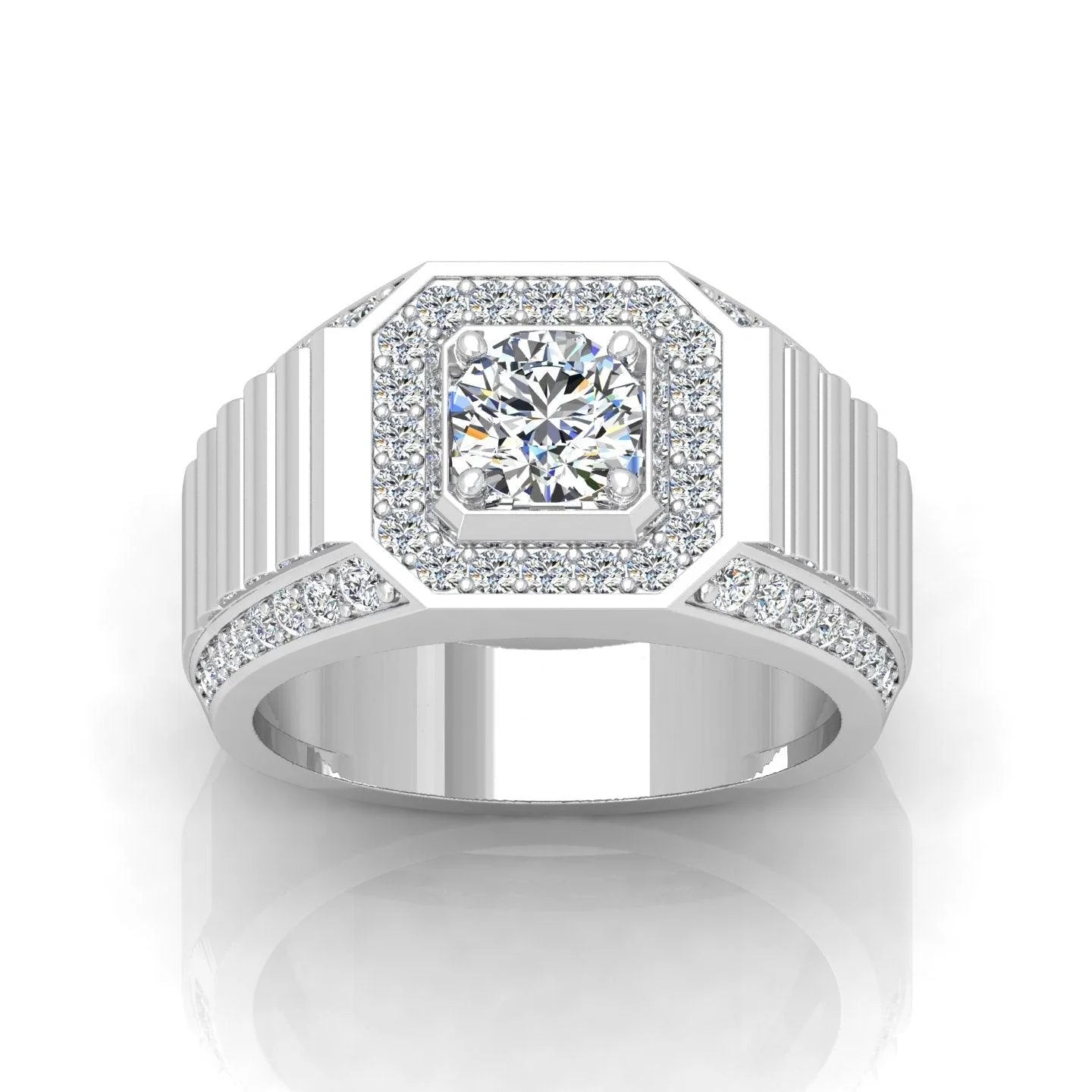 1.50Ct Round Diamond Mens Solitaire Hip Hop Ring