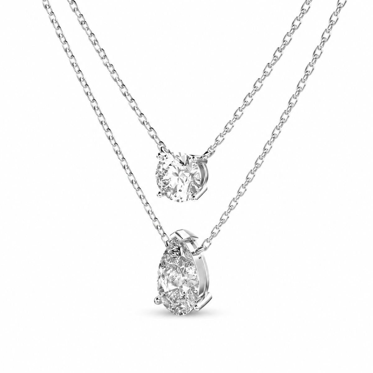 Elegant Double Chain Diamond Pendant