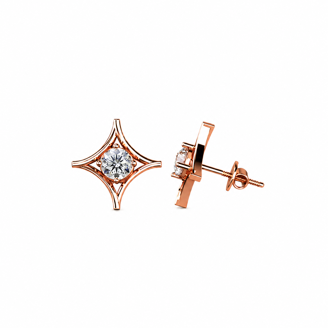 Round Shape Diamond Star Stud