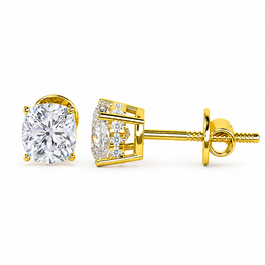 Cushion Solitaire Hidden Halo Earring