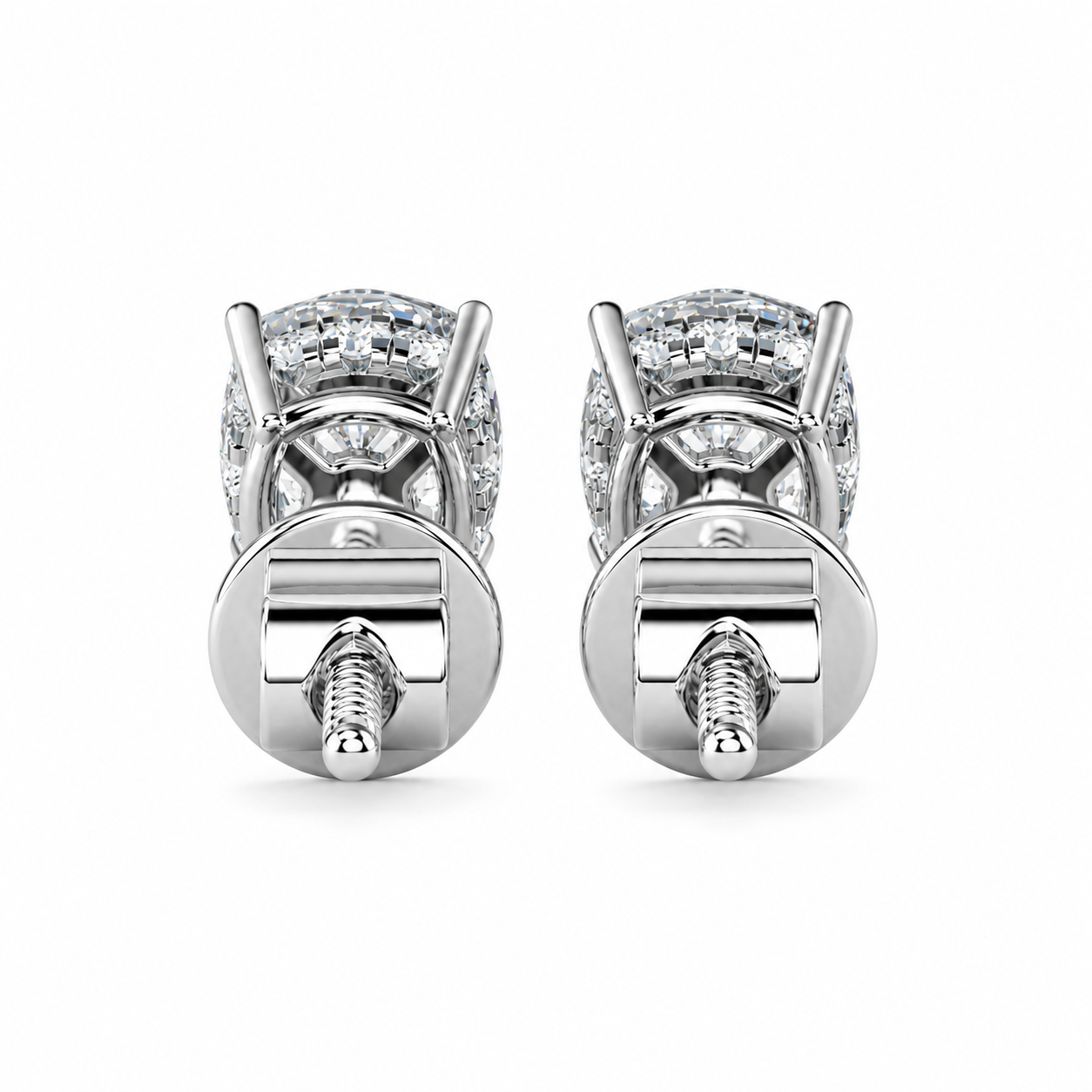 Cushion Solitaire Hidden Halo Earring