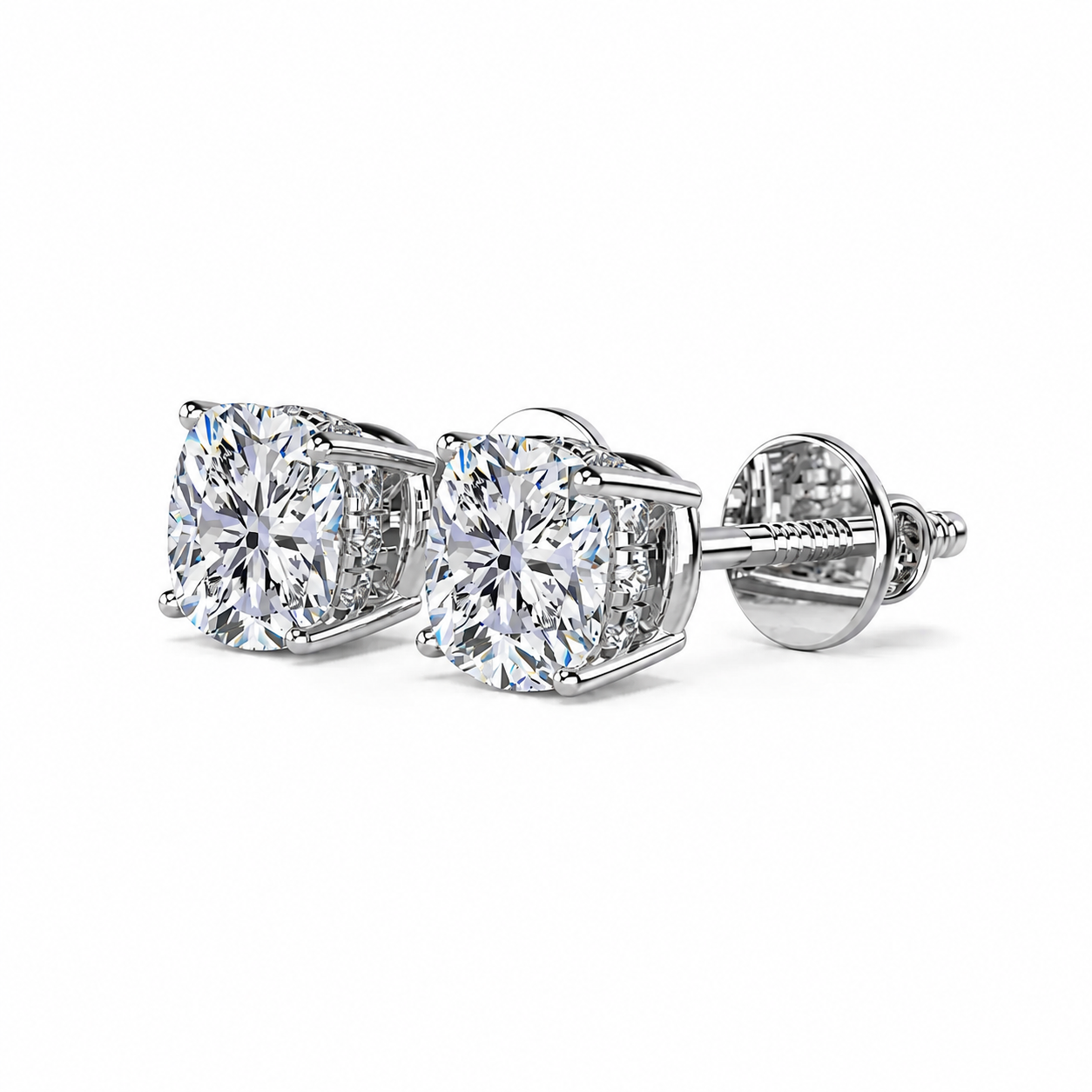 Cushion Solitaire Hidden Halo Earring