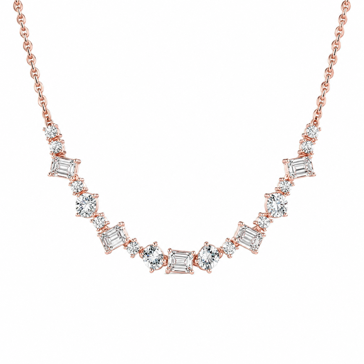 Clustered Baguette Diamond String Necklace