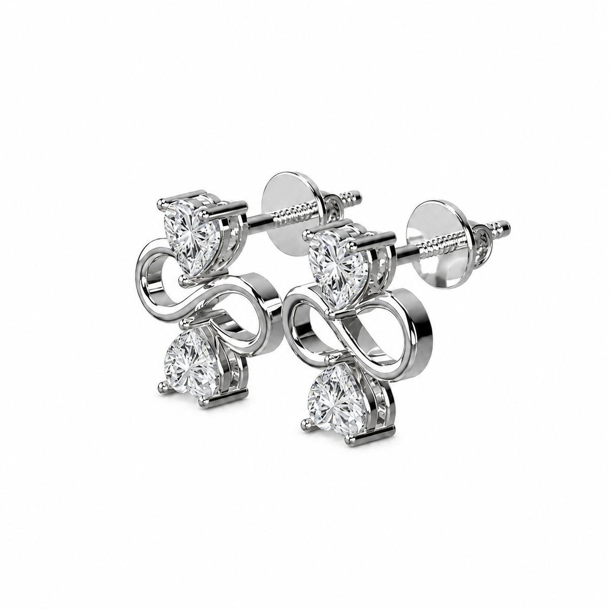 Heart Shape Diamond Infinity Studs