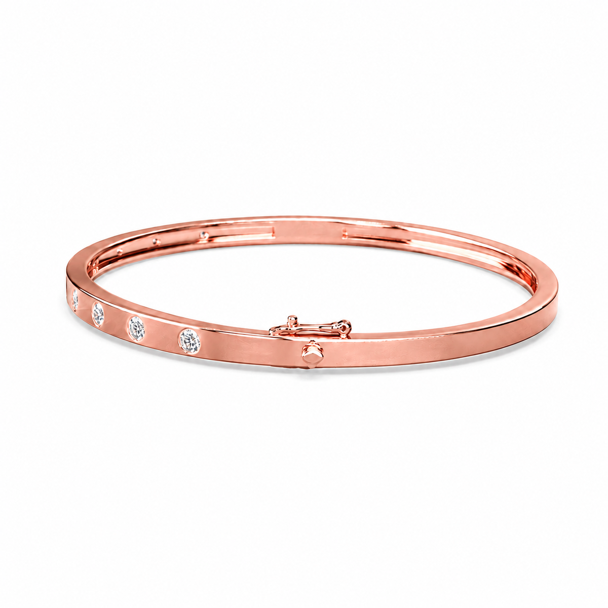 Flush Set Lab Diamond Openable Bangle Bracelet