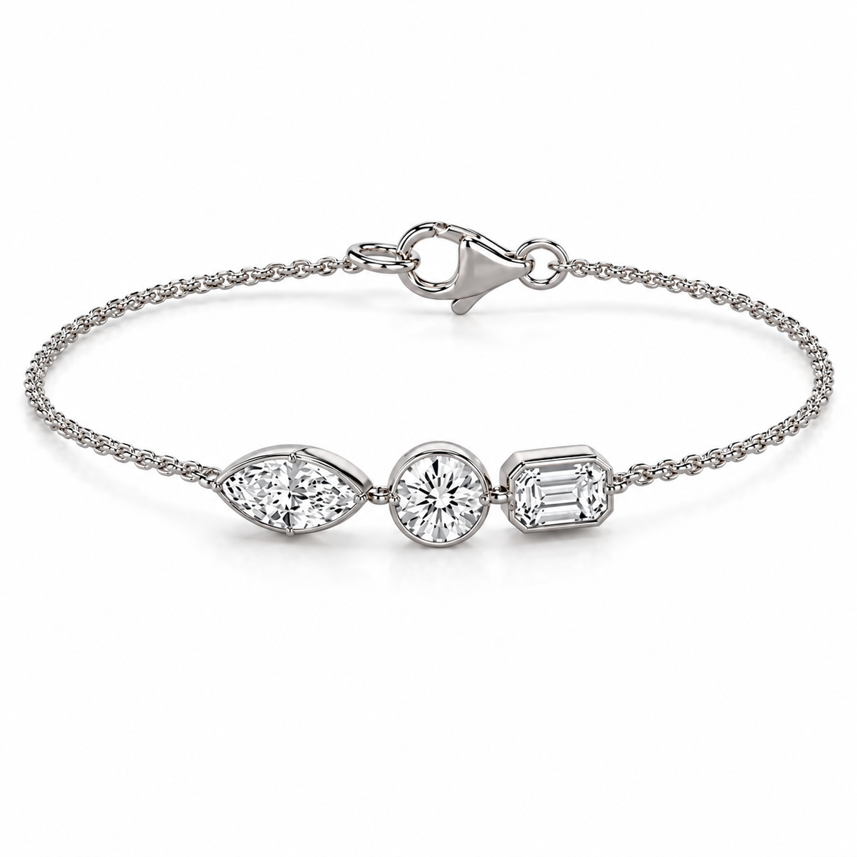 Three Stone Diamond Everyday Bracelet