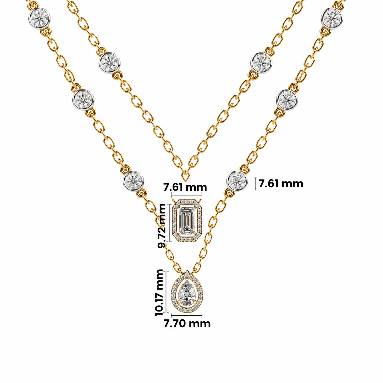 Elegant Dual-Layer Diamond Pendant
